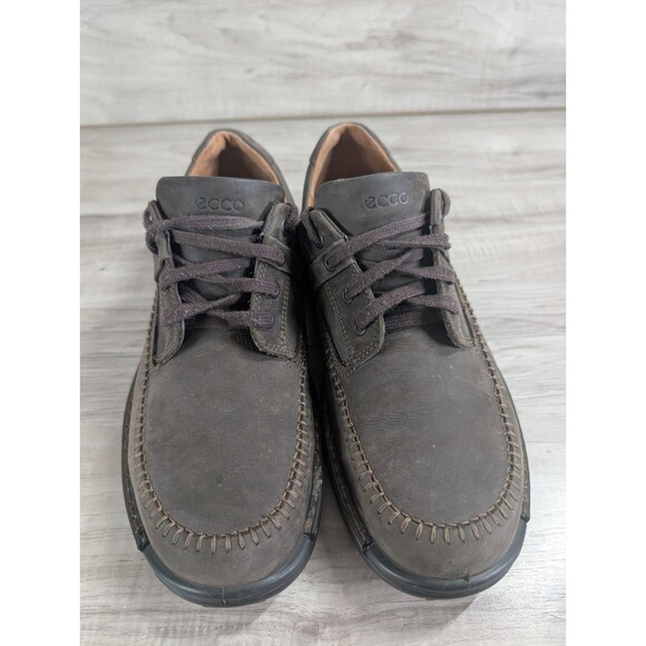 Ecco Fusion II Moc Cocoa Brown Leather Lace Up Mens Shoes Size10 - Picture 3 of 11